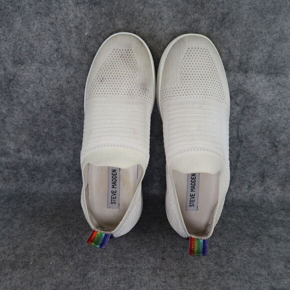 Steve Madden Shoes Womens 7 Sneakers Slip On Casual Fashion Knit White Platform - Picture 8 of 16